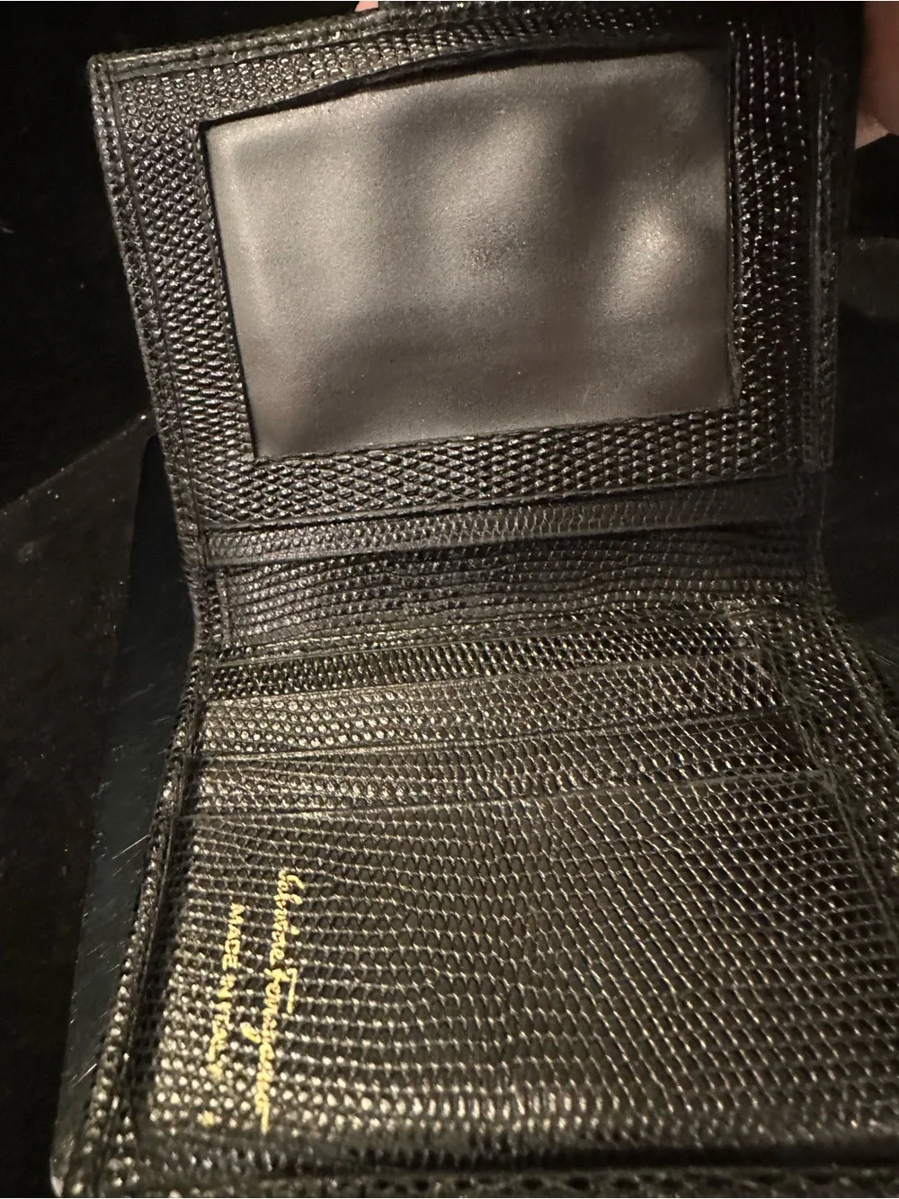 Salvatore Ferragamo #238 Black Vara Ribbon Leather Compact  Wallet